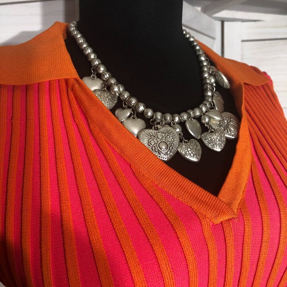 PrettyLittleThing Pink Orange Knit Cropped Top Small - Picture 9 of 11